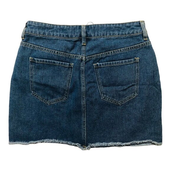 Pacsun Blue Jean Denim Mini Skirt zip raw cutoff - Picture 2 of 12